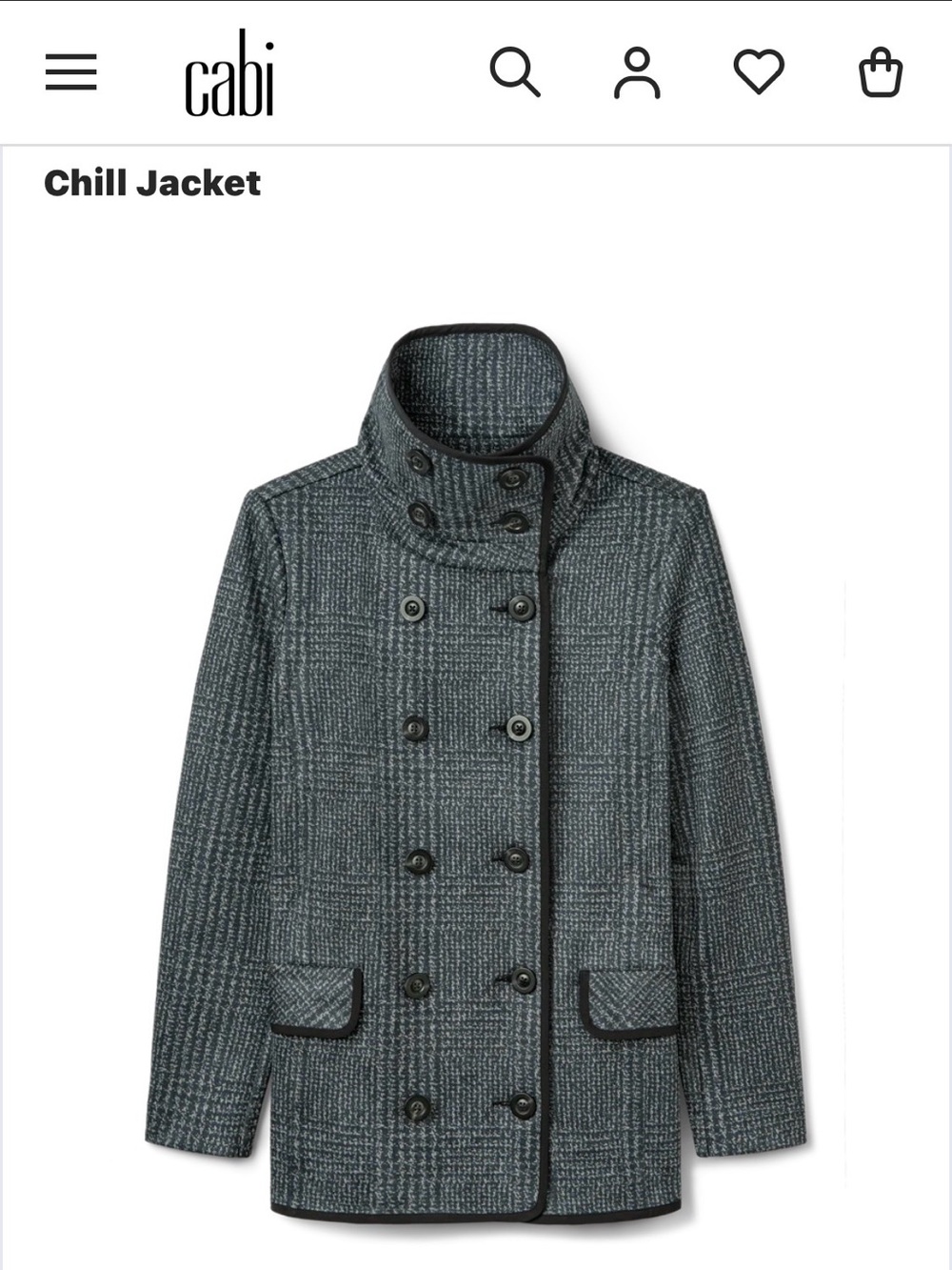 CAbi Chill Jacket in Charcoal Plaid